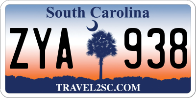 SC license plate ZYA938