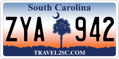 SC license plate ZYA942