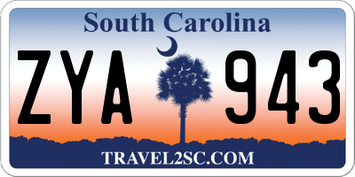 SC license plate ZYA943