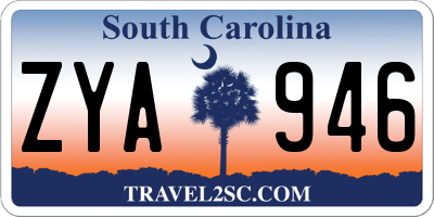 SC license plate ZYA946