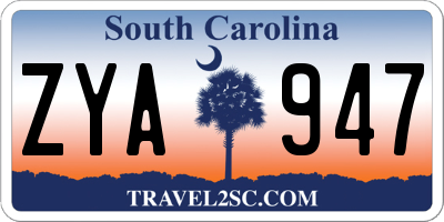 SC license plate ZYA947
