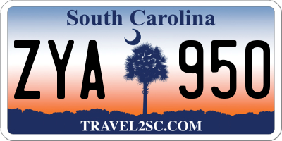 SC license plate ZYA950