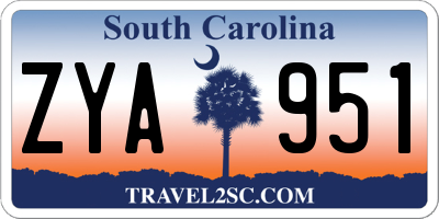 SC license plate ZYA951