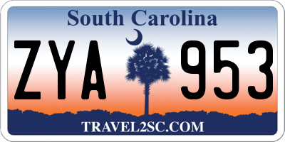 SC license plate ZYA953
