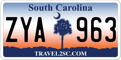 SC license plate ZYA963