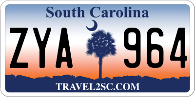 SC license plate ZYA964