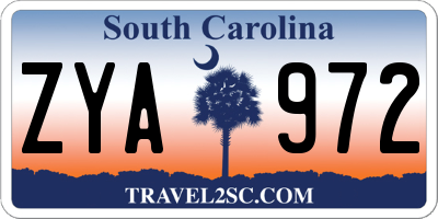 SC license plate ZYA972