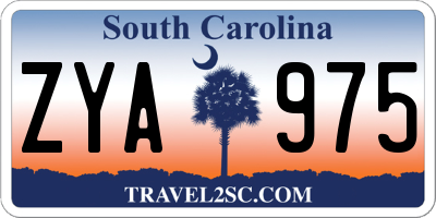 SC license plate ZYA975