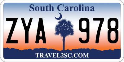 SC license plate ZYA978
