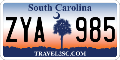 SC license plate ZYA985