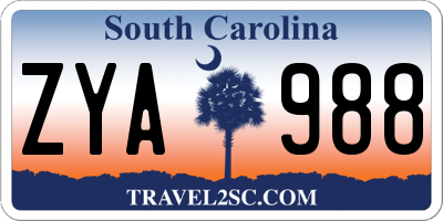 SC license plate ZYA988
