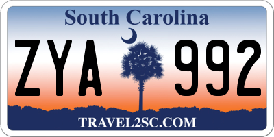 SC license plate ZYA992