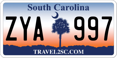 SC license plate ZYA997