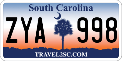SC license plate ZYA998