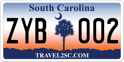 SC license plate ZYB002