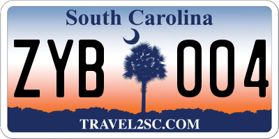 SC license plate ZYB004