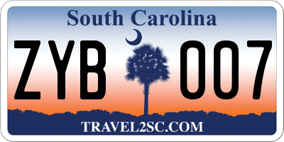 SC license plate ZYB007