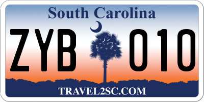 SC license plate ZYB010