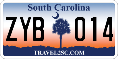 SC license plate ZYB014