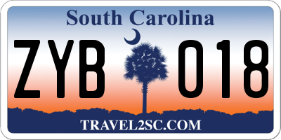 SC license plate ZYB018