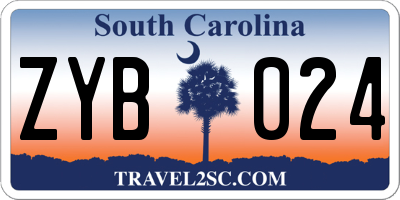 SC license plate ZYB024