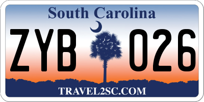 SC license plate ZYB026