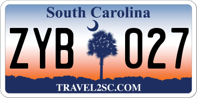 SC license plate ZYB027
