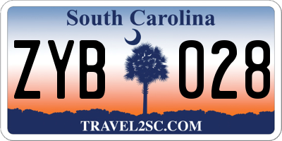 SC license plate ZYB028