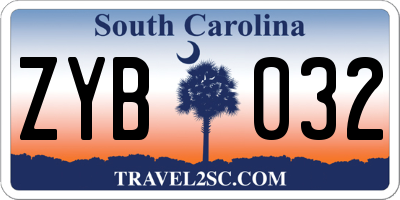 SC license plate ZYB032