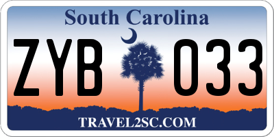SC license plate ZYB033