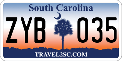 SC license plate ZYB035