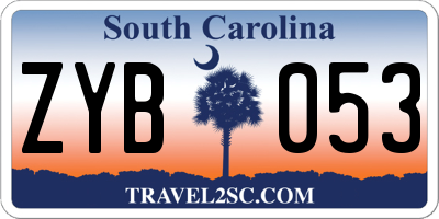 SC license plate ZYB053