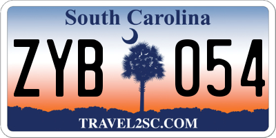 SC license plate ZYB054