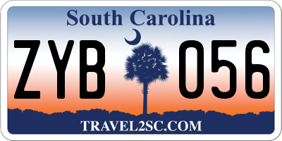 SC license plate ZYB056