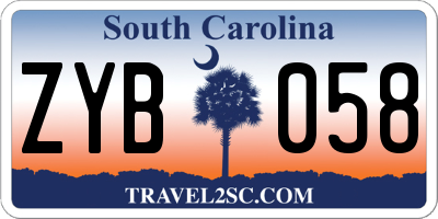 SC license plate ZYB058
