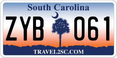 SC license plate ZYB061