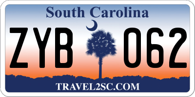 SC license plate ZYB062