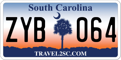 SC license plate ZYB064