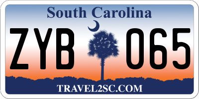 SC license plate ZYB065