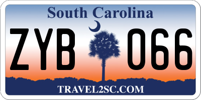 SC license plate ZYB066