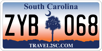 SC license plate ZYB068