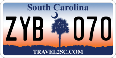 SC license plate ZYB070