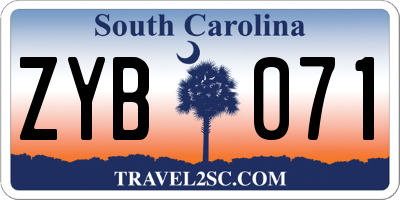 SC license plate ZYB071