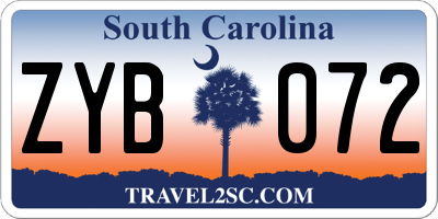 SC license plate ZYB072