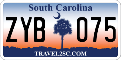 SC license plate ZYB075
