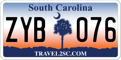 SC license plate ZYB076