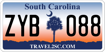SC license plate ZYB088
