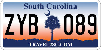 SC license plate ZYB089