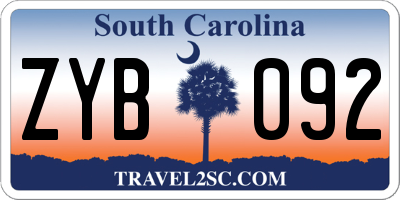 SC license plate ZYB092