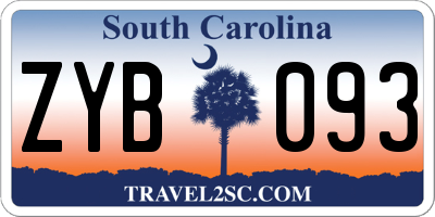 SC license plate ZYB093